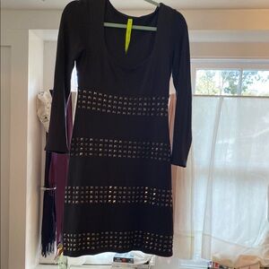 Bailey 44 Black Sheath Dress Long Sleeve V-Neck